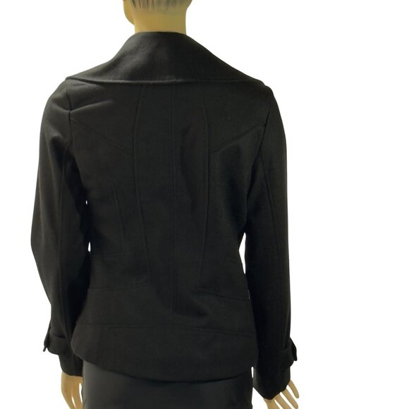 Guess Women's Black Double-Breasted Peacoat Wool Blend Size S - Picture 3 of 14